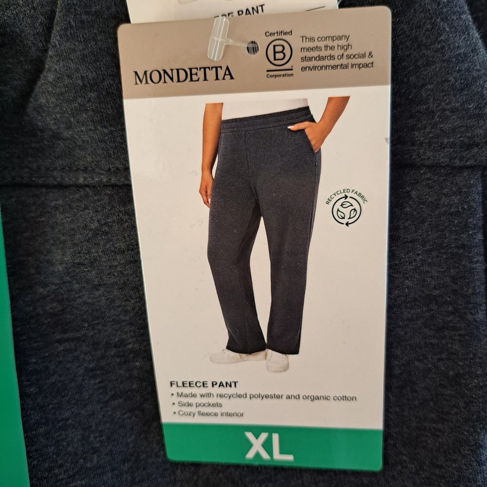 Mondetta Fleece Pants Women XL Black NWT Recycled Organic Cotton 875-223-B7